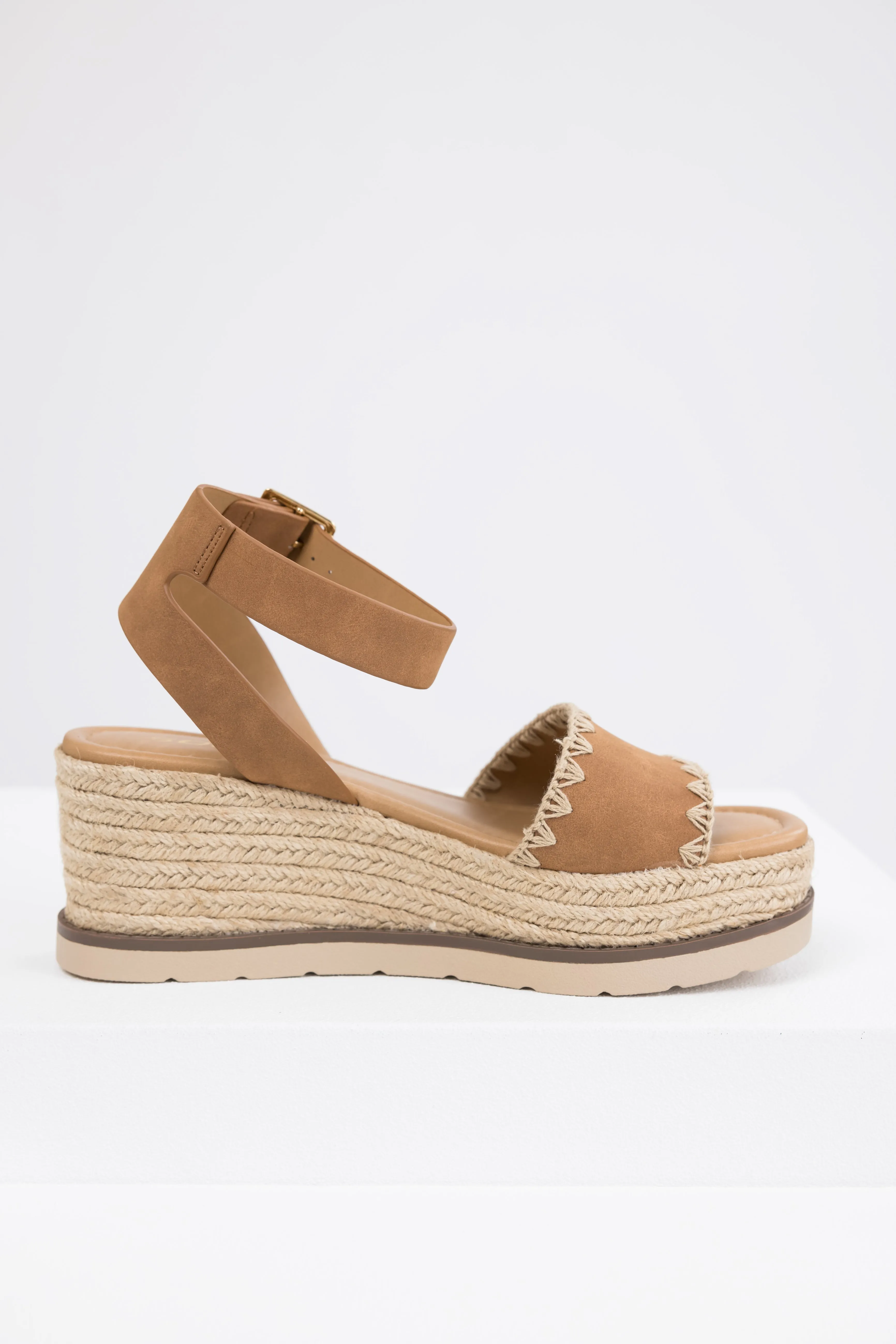 Sepia Stitched Trim Espadrille Platform Sandals sold by Lime Lush product image thumbnail 4