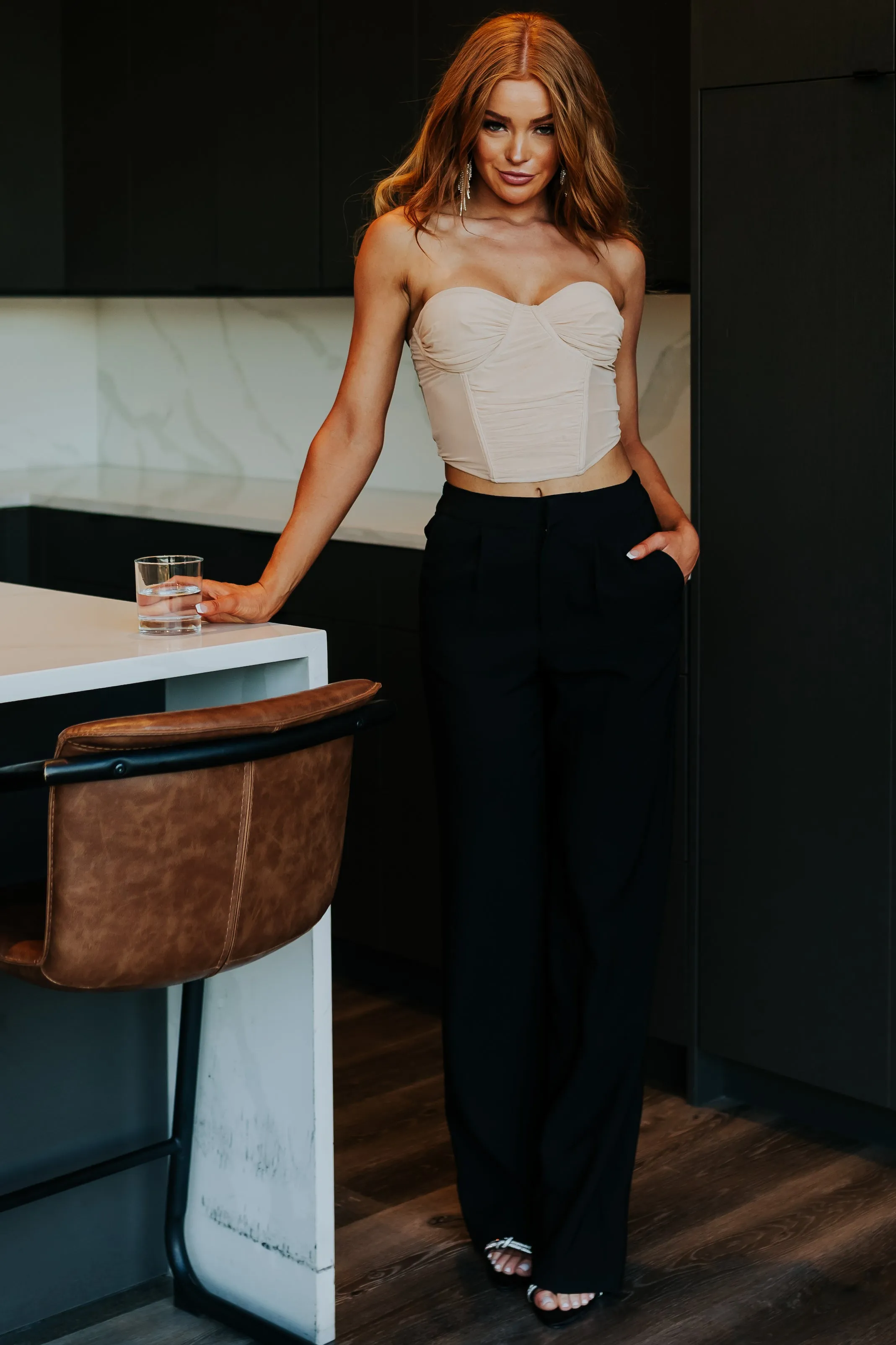 Sand Mesh Strapless Corset Crop Top sold by Lime Lush product image thumbnail 4