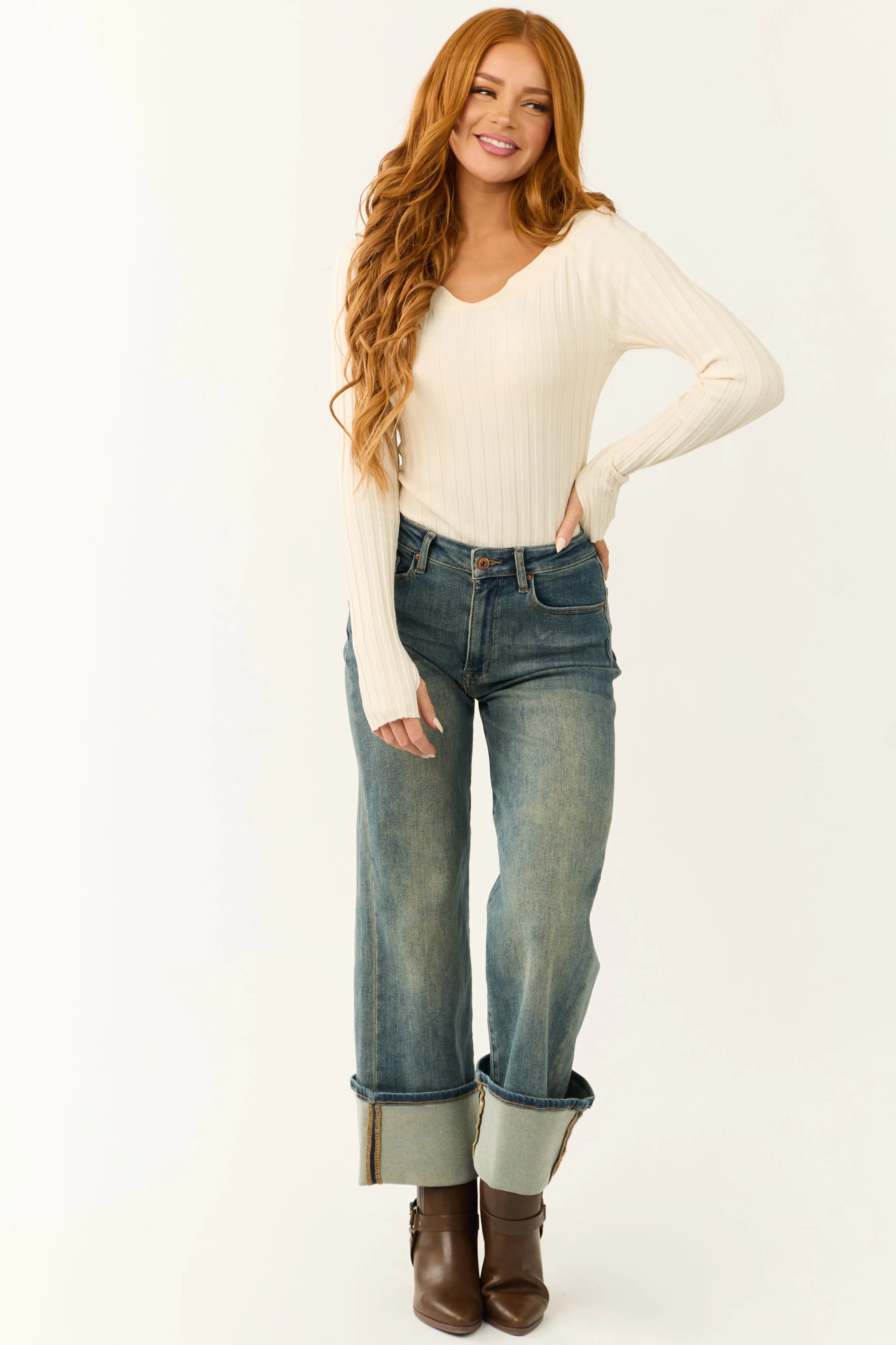 Cream Ribbed Knit Off Shoulder Bodysuit sold by Lime Lush product image thumbnail 3