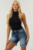 Black Open Back High Halter Neck Ribbed Top sold by Lime Lush