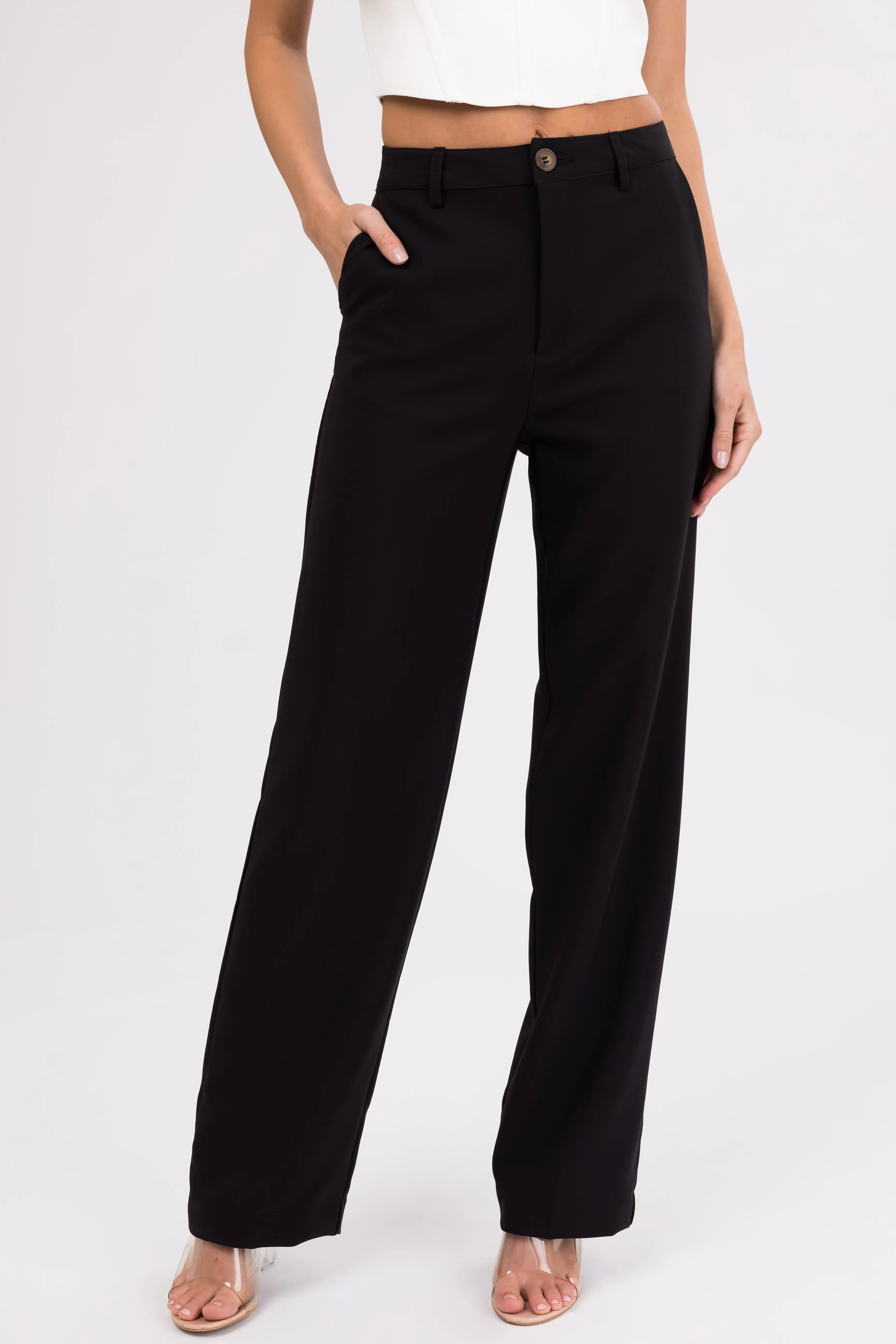 Emily Black Straight Leg Dress Pants sold by Lime Lush product image thumbnail 3