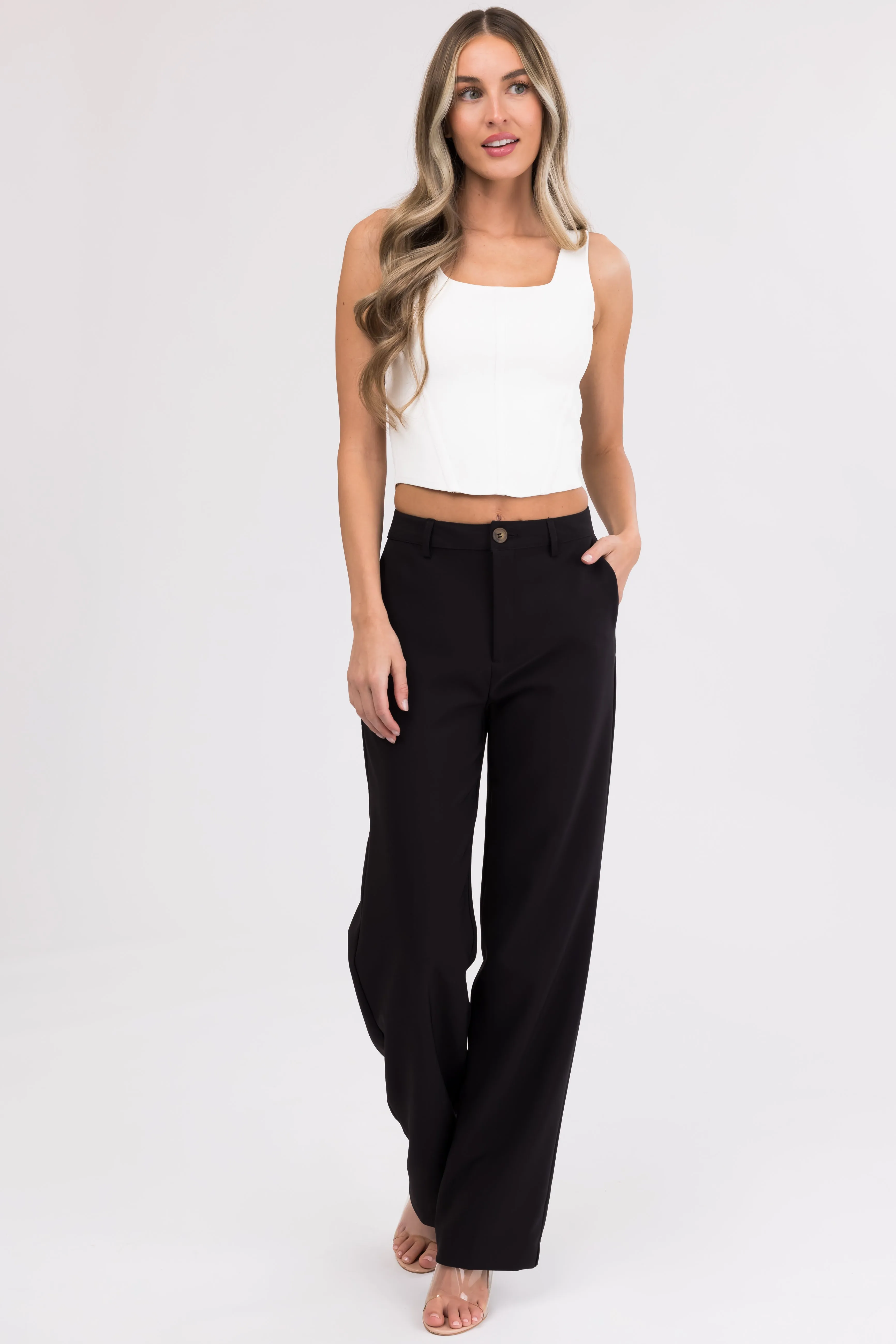 Emily Black Straight Leg Dress Pants sold by Lime Lush product image thumbnail 5