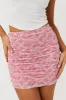 Rich Pink Floral Print Ruched Mesh Mini Skirt sold by Lime Lush