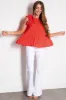 Scarlet Pleated Ruffle Short Sleeve Woven Top sold by Lime Lush