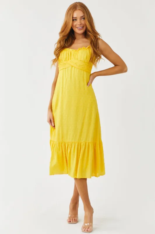 Amber Tie Strap Swiss Dot Midi Dress sold by Lime Lush