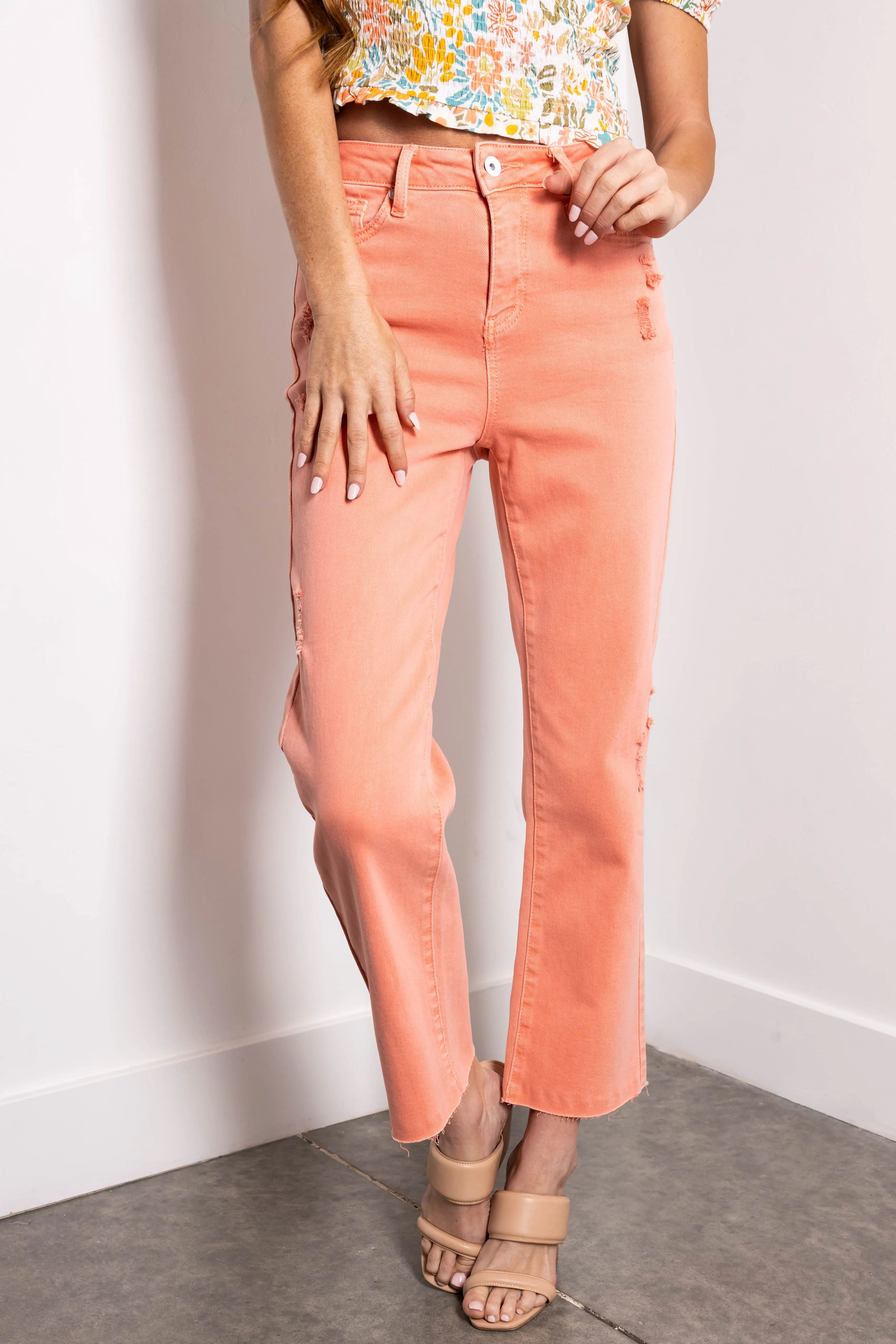 Special A Salmon High Rise Straight Leg Jeans sold by Lime Lush product image thumbnail 2