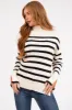 Cream and Black Striped Mock Neck Ribbed Sweater sold by Lime Lush