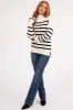 Cream and Black Striped Mock Neck Ribbed Sweater sold by Lime Lush