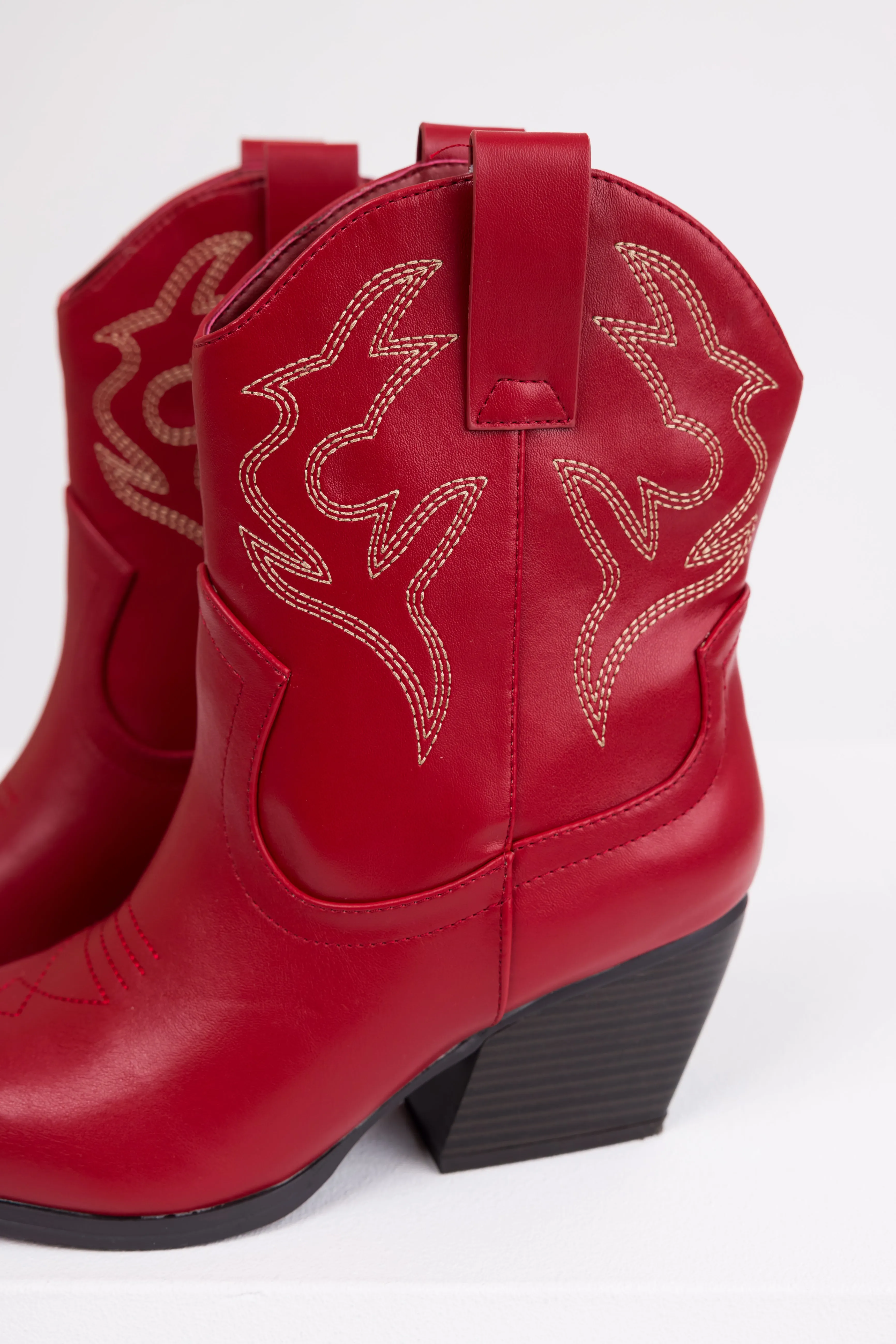 Burgundy Western Stitching Detail Ankle Booties sold by Lime Lush product image thumbnail 4
