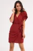 Marsala Short Wrap Dress with Ruching sold by Lime Lush