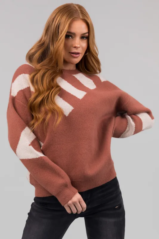 Sienna Asymmetrical Stripe Long Sleeve Sweater sold by Lime Lush