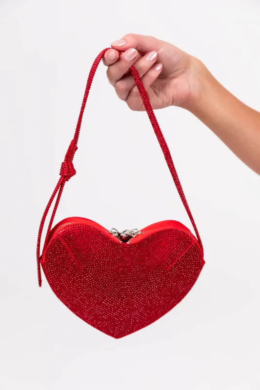 Cherry Rhinestone Heart Purse sold by Lime Lush