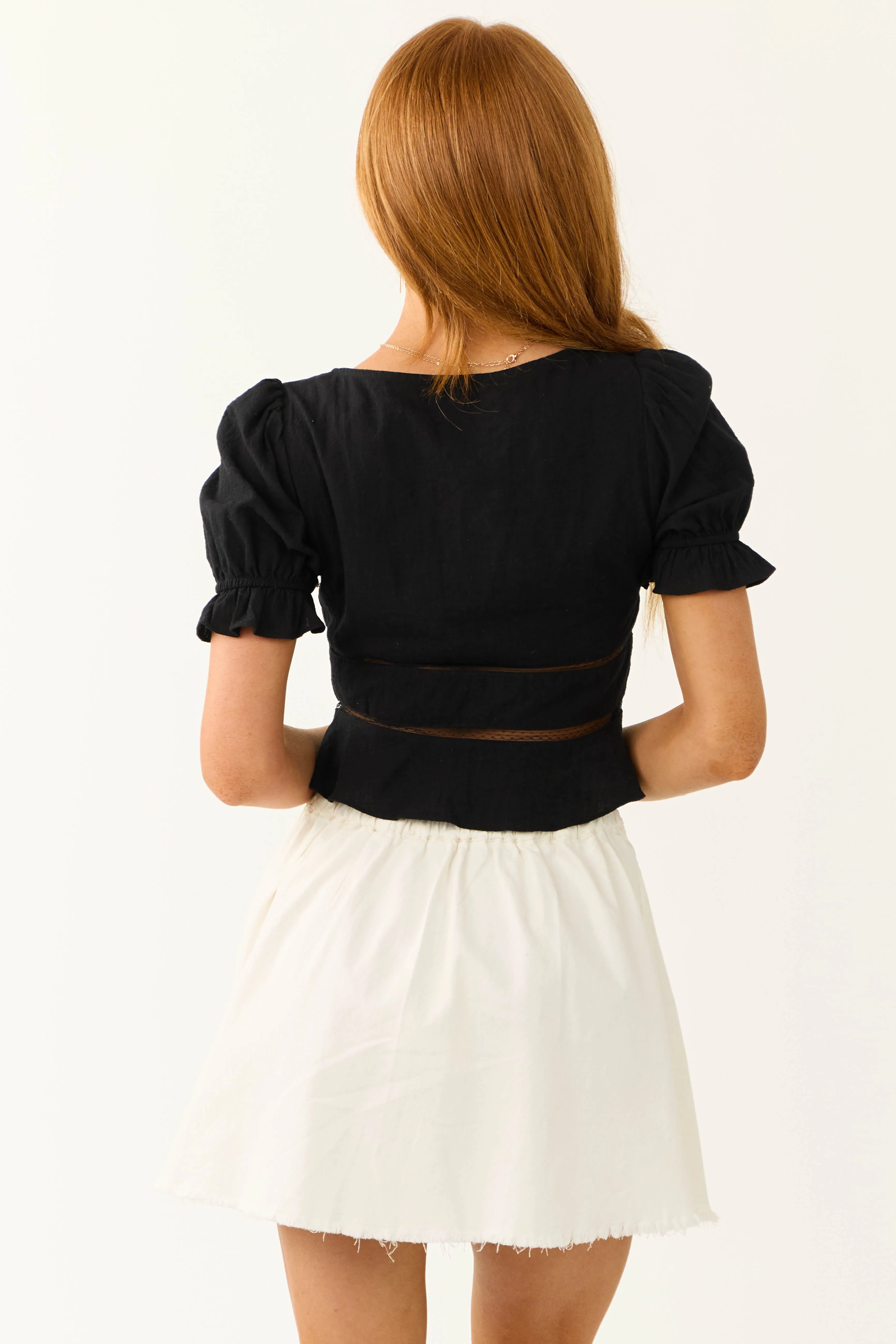 Black Sweetheart Neck Lace Detailed Blouse sold by Lime Lush product image thumbnail 5