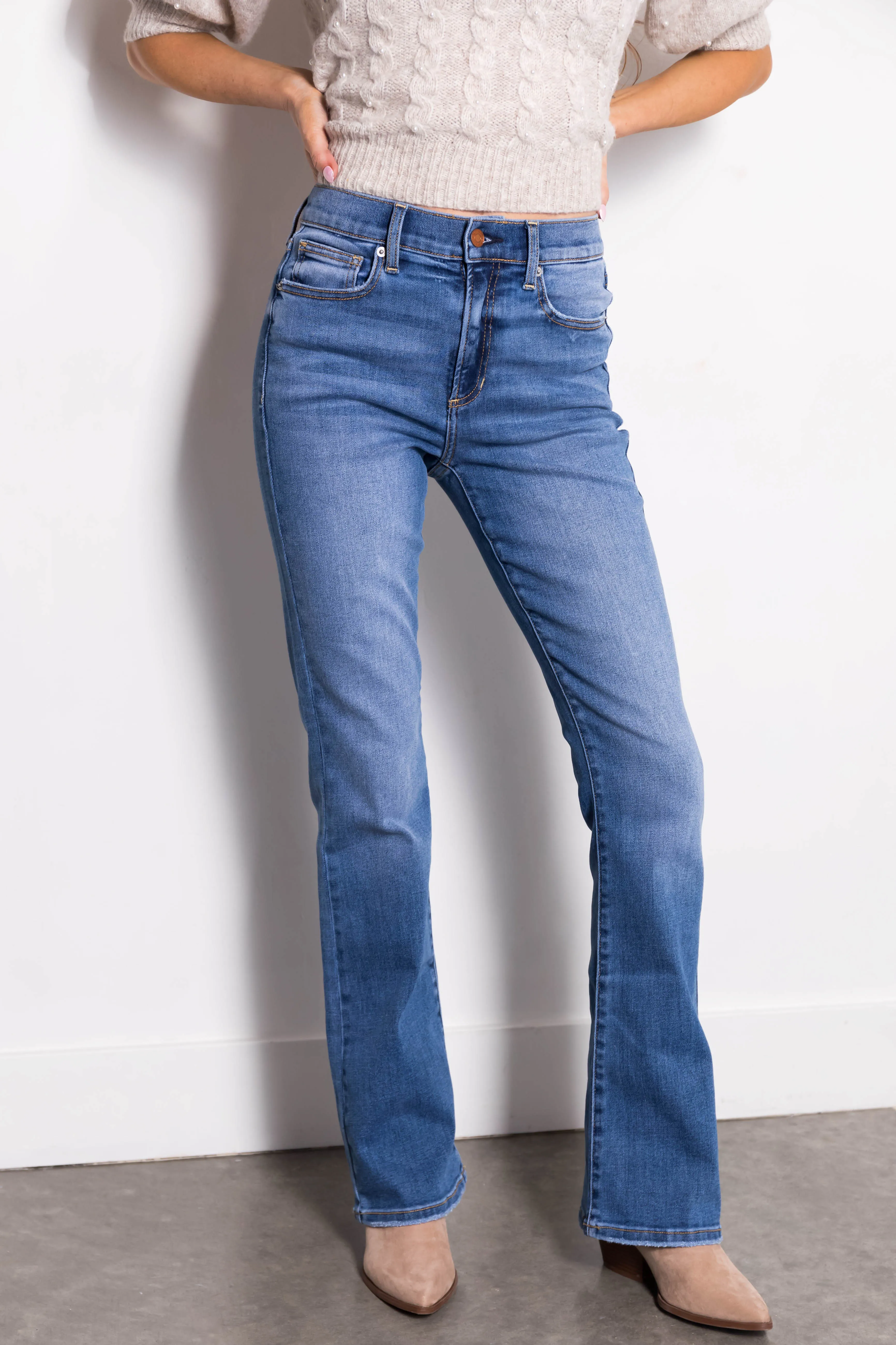 Sneak Peek Medium Wash Slim Bootcut Jeans sold by Lime Lush product image thumbnail 2