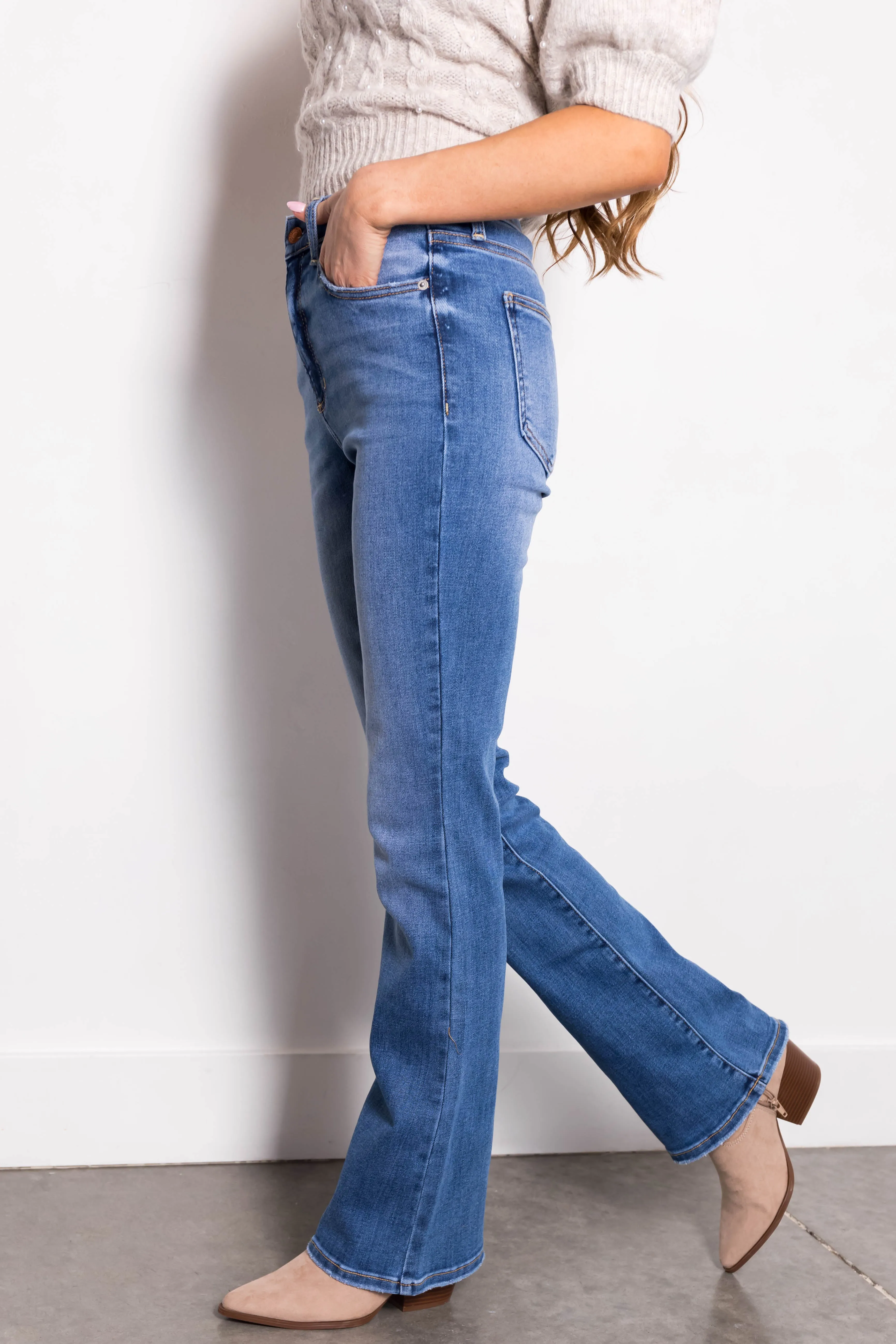 Sneak Peek Medium Wash Slim Bootcut Jeans sold by Lime Lush product image thumbnail 4