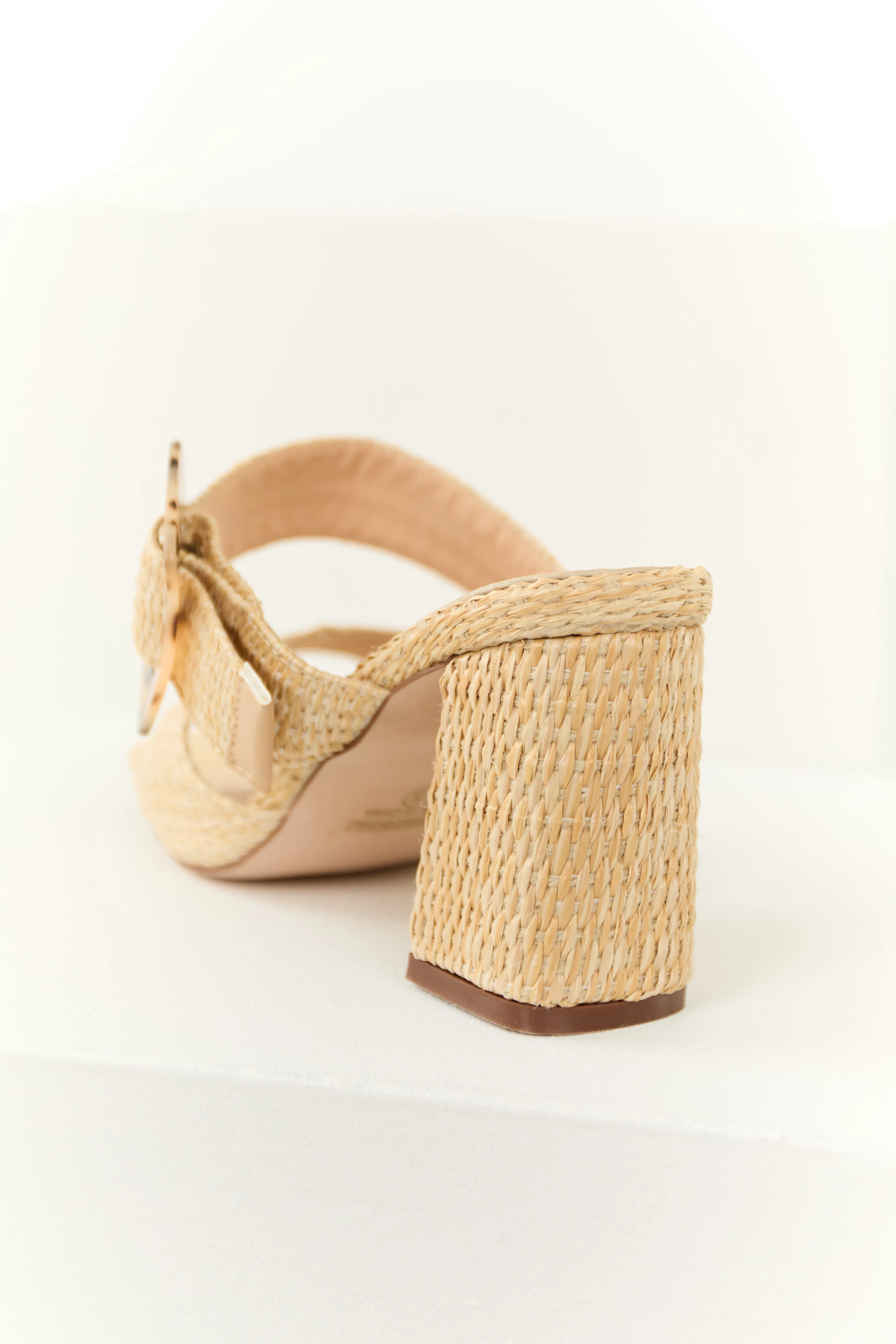 Beige Woven Accent Buckle Strap Heels sold by Lime Lush product image thumbnail 3