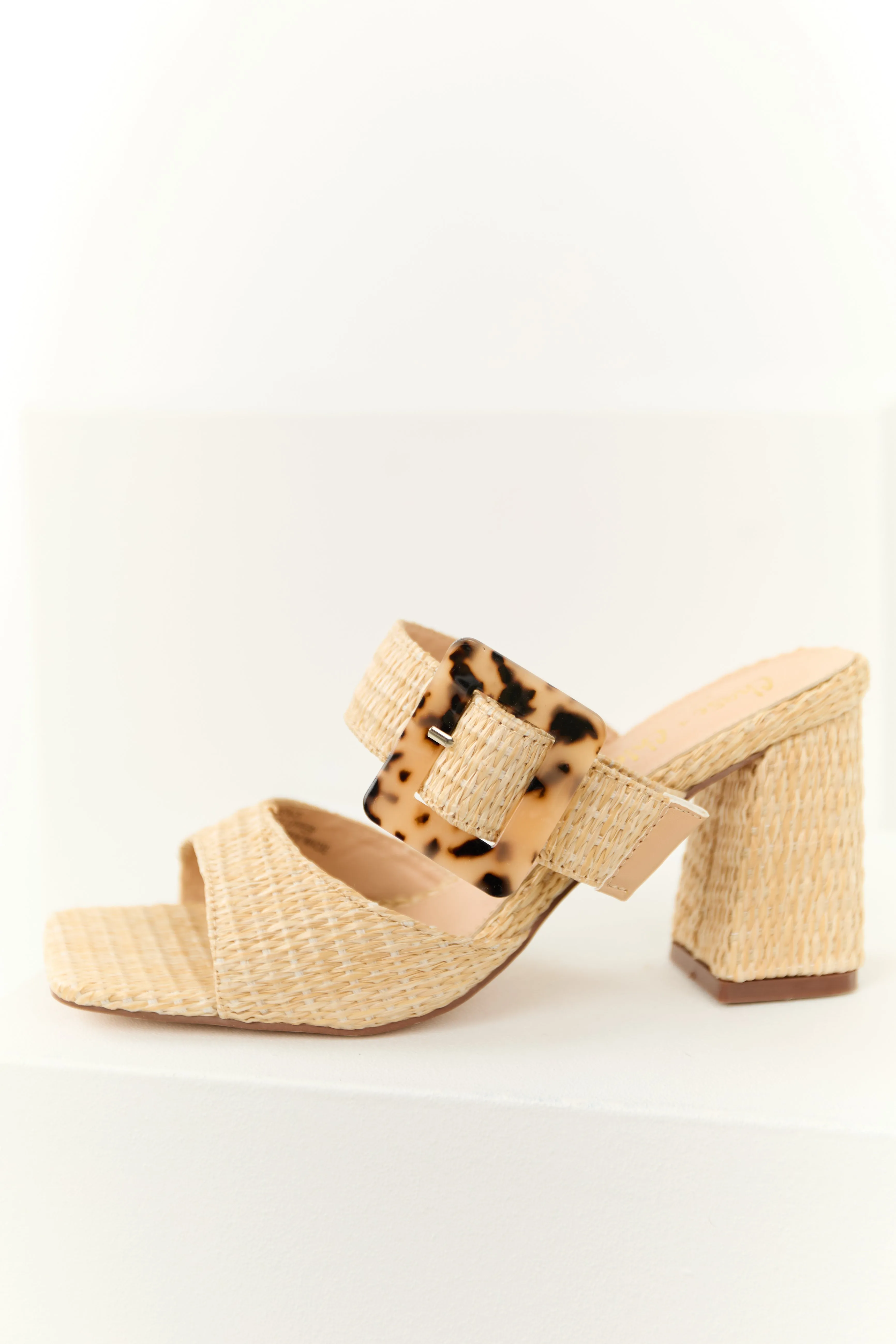 Beige Woven Accent Buckle Strap Heels sold by Lime Lush product image thumbnail 2