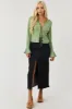 Deep Pistachio Long Sleeve Lace Trim Front Tie Top sold by Lime Lush
