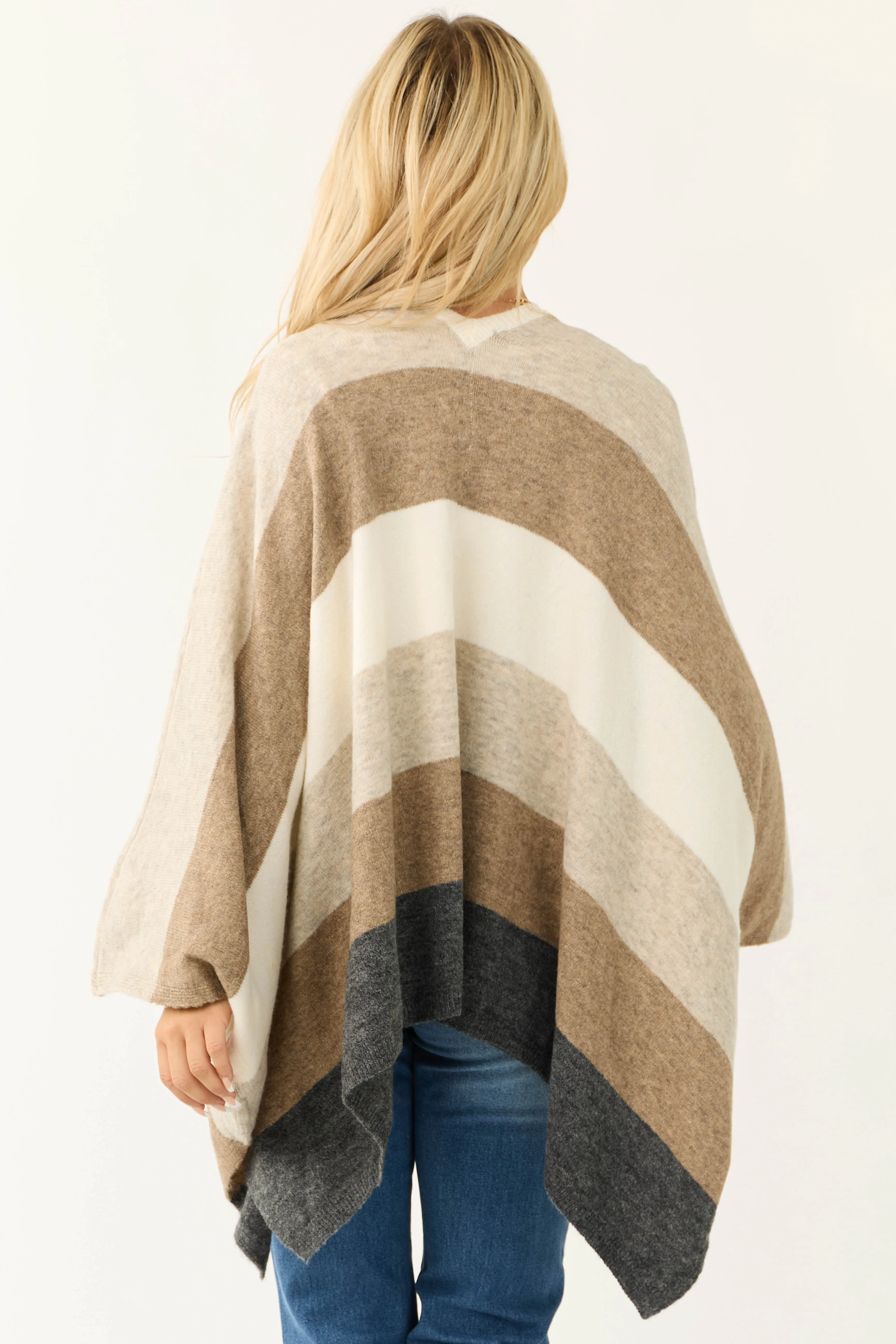 Coconut Thick Stripe Poncho Style Cardigan sold by Lime Lush product image thumbnail 5