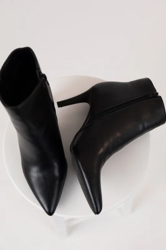 Black Pleather Pointed Toe Stiletto Booties sold by Lime Lush