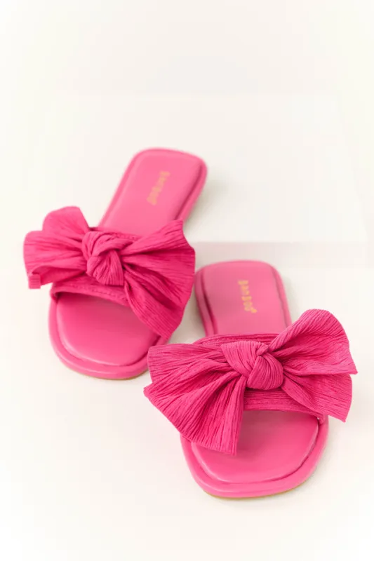 Raspberry Bow Slide On Open Toe Sandals sold by Lime Lush