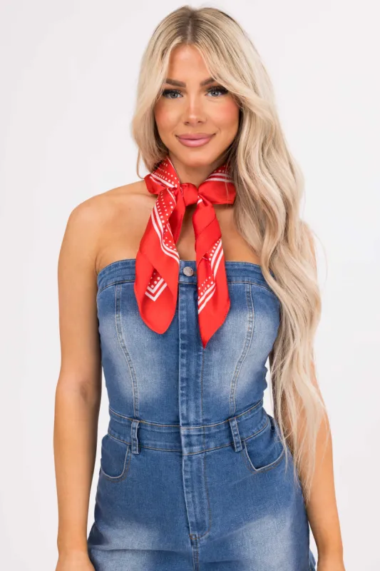 Scarlet Paisley Print Satin Bandana sold by Lime Lush