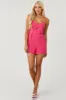 Hot Pink Strapless Cut Out Pleated Bustier Romper sold by Lime Lush