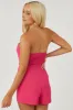 Hot Pink Strapless Cut Out Pleated Bustier Romper sold by Lime Lush