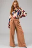 Olive Abstract Print Satin Long Sleeve Blouse sold by Lime Lush