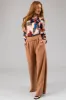 Olive Abstract Print Satin Long Sleeve Blouse sold by Lime Lush