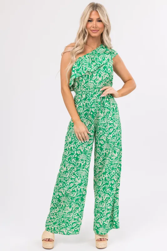 She+Sky Jade One Shoulder Printed Jumpsuit sold by Lime Lush