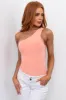 Peach One Shoulder Stretchy Knit Bodysuit sold by Lime Lush