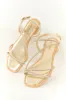 Gold Rhinestone Cross Strap Open Toed Sandals sold by Lime Lush