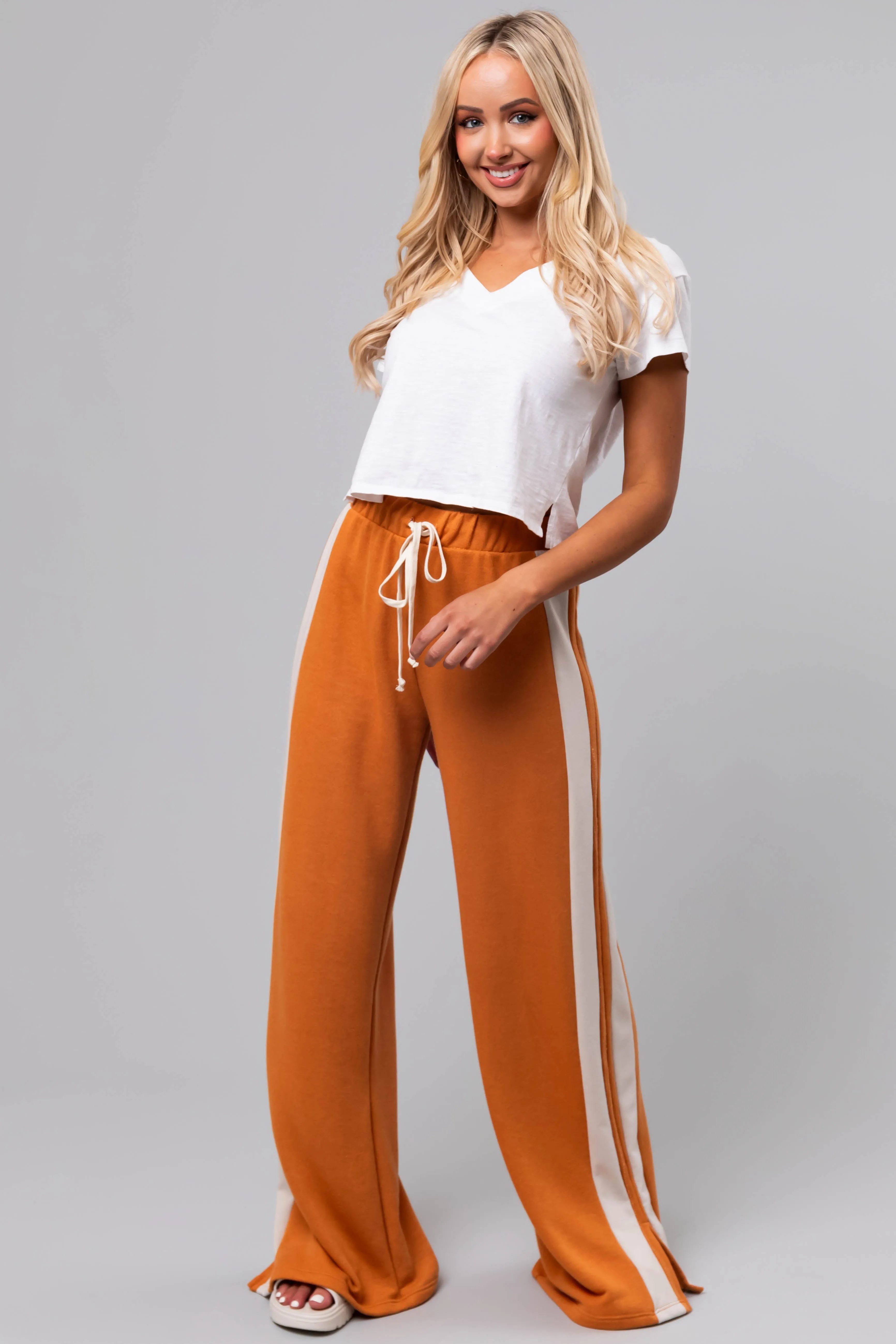 Marmalade Side Stripe Wide Leg Drawstring Pants sold by Lime Lush