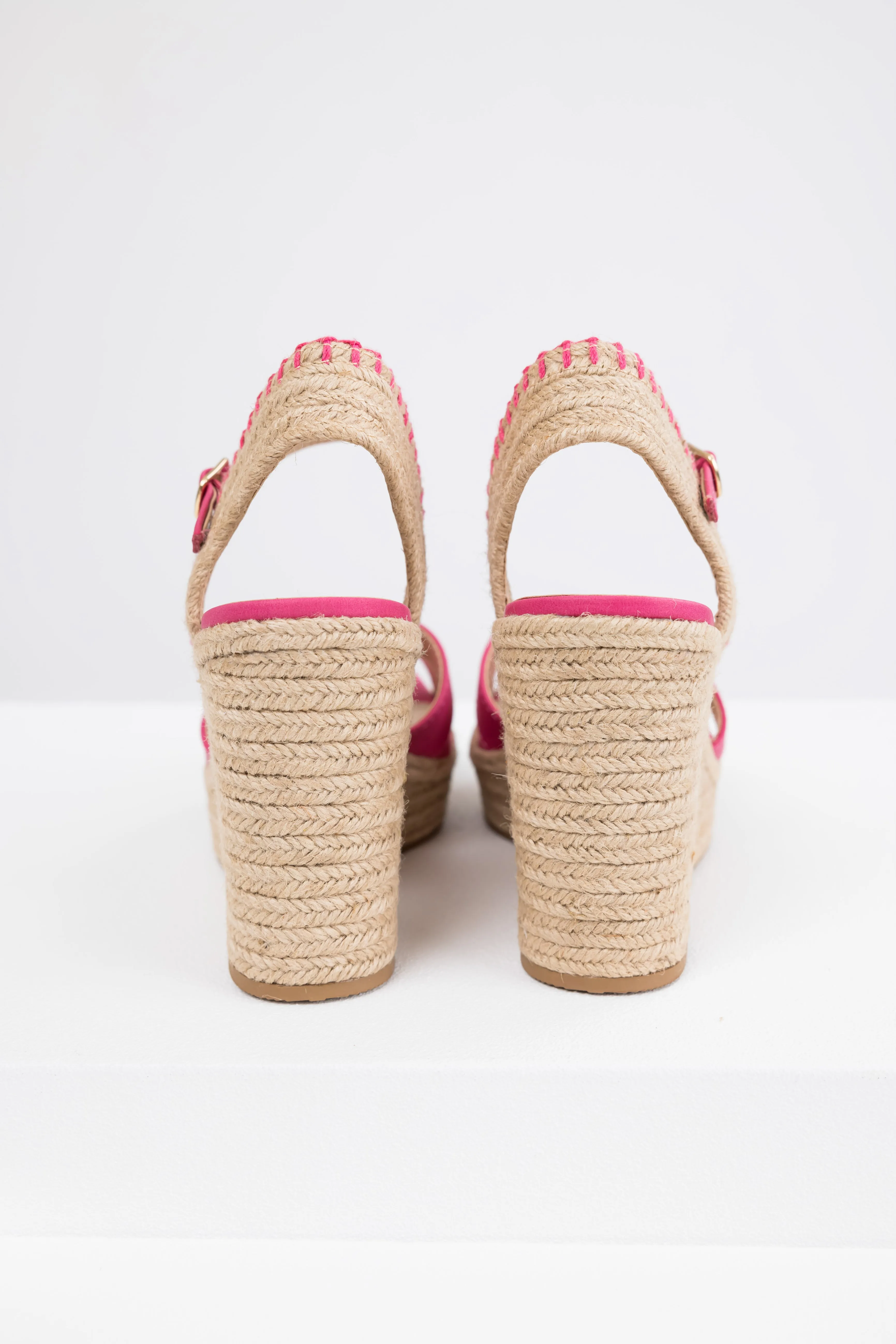 Hot Pink Cross Strap Platform Espadrille Wedges sold by Lime Lush product image thumbnail 5