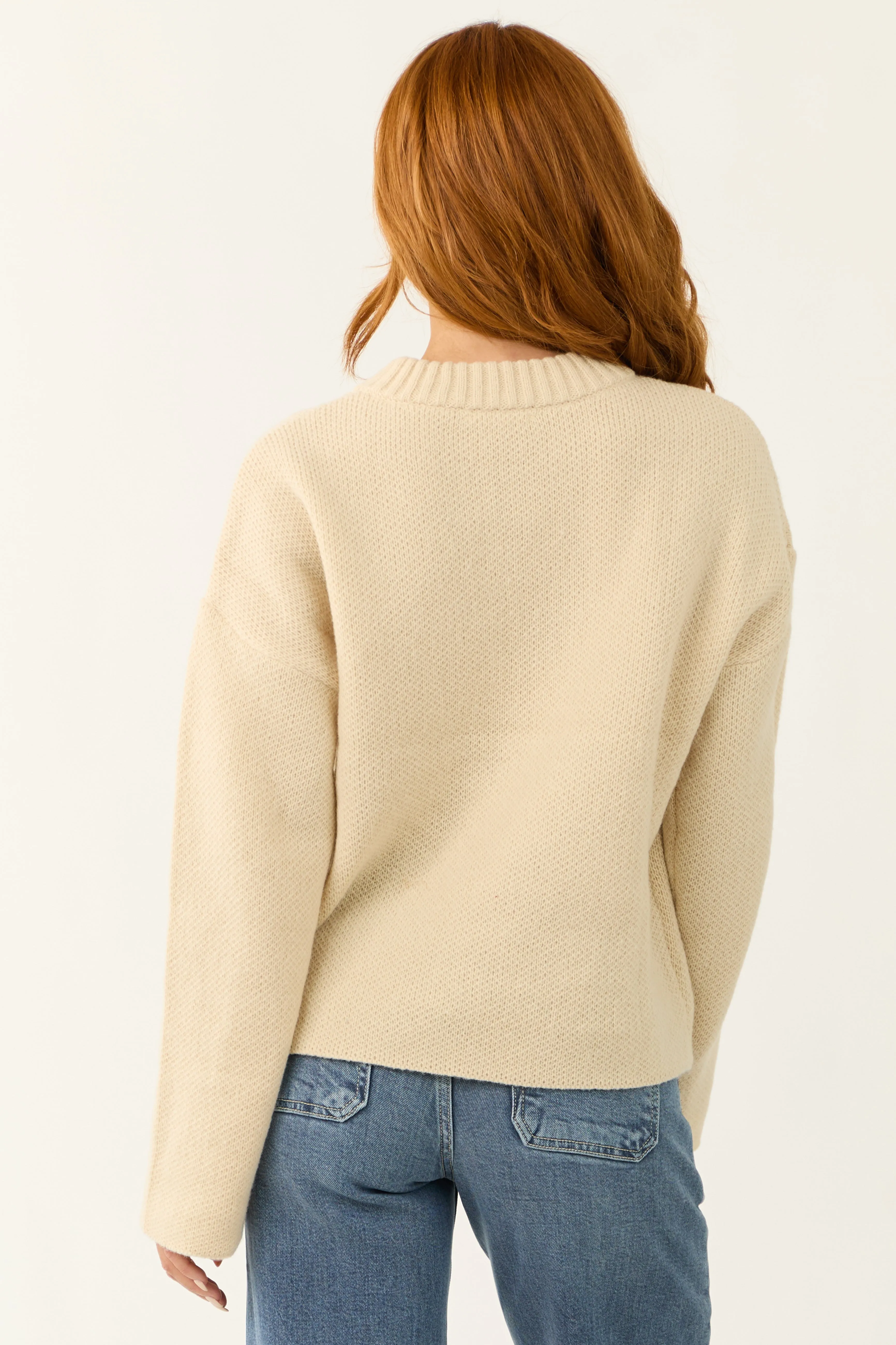 Cream Loose Sleeve Thick Knit Sweater sold by Lime Lush product image thumbnail 5