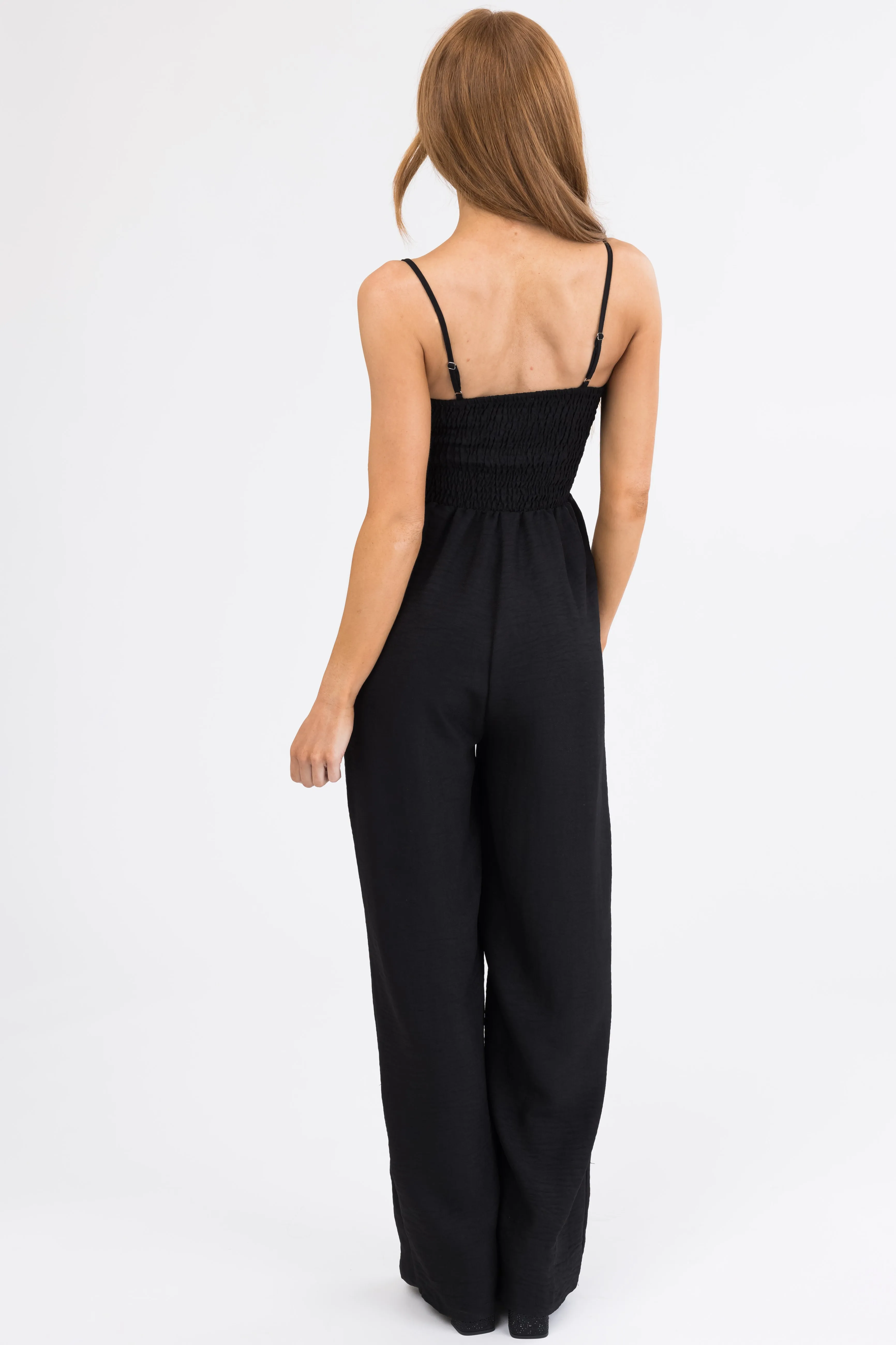 Black Bow Front Smocked Jumpsuit sold by Lime Lush product image thumbnail 5