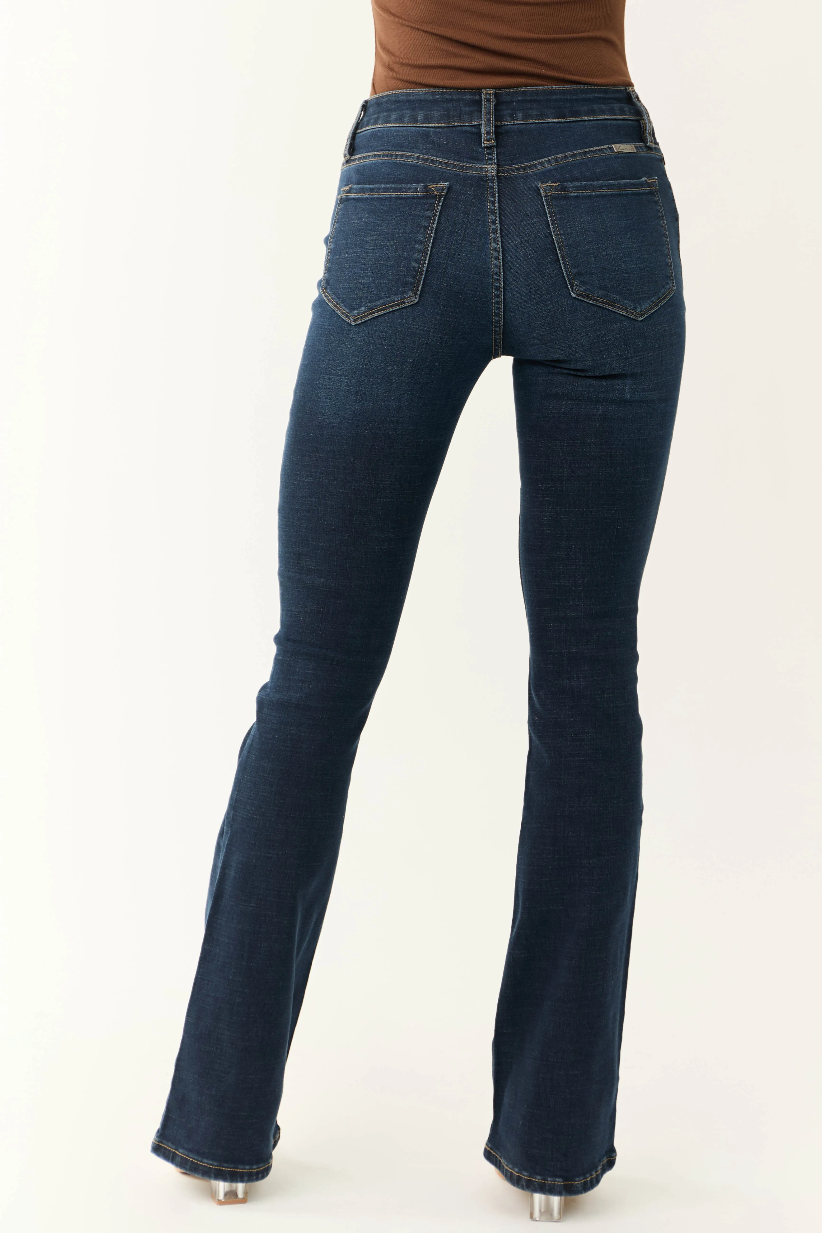 KanCan Dark Wash Flare Leg High Rise Jeans sold by Lime Lush product image thumbnail 4