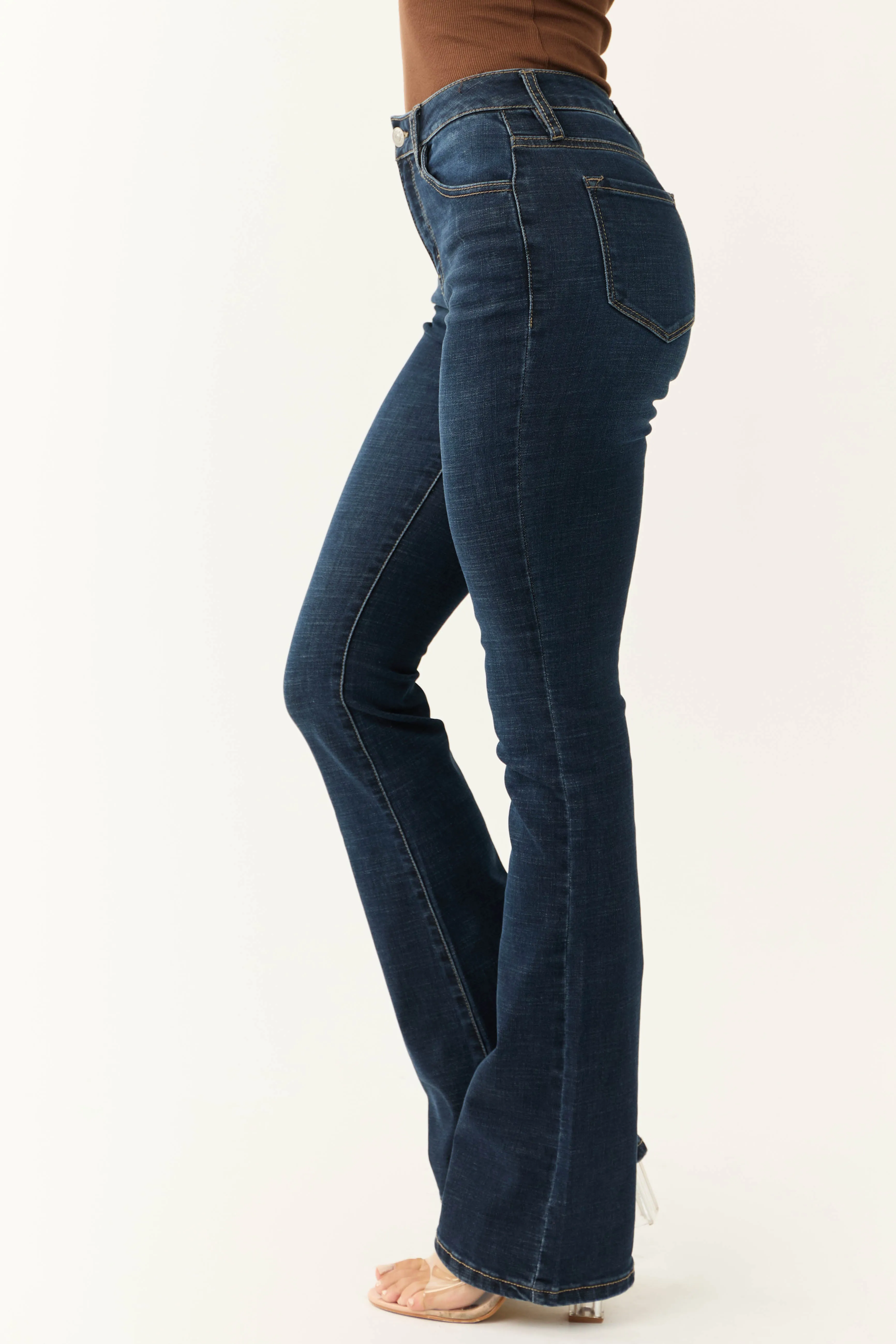 KanCan Dark Wash Flare Leg High Rise Jeans sold by Lime Lush product image thumbnail 3