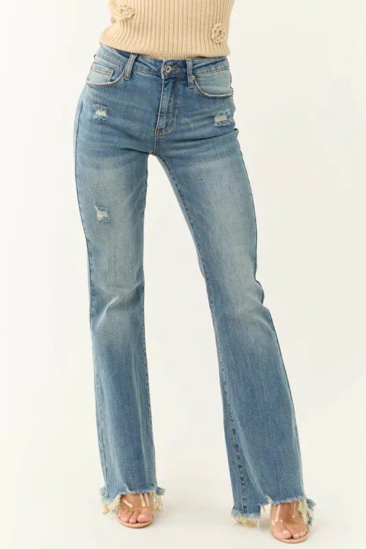 Special A Mid Rise Raw Hem Bootcut Jeans sold by Lime Lush