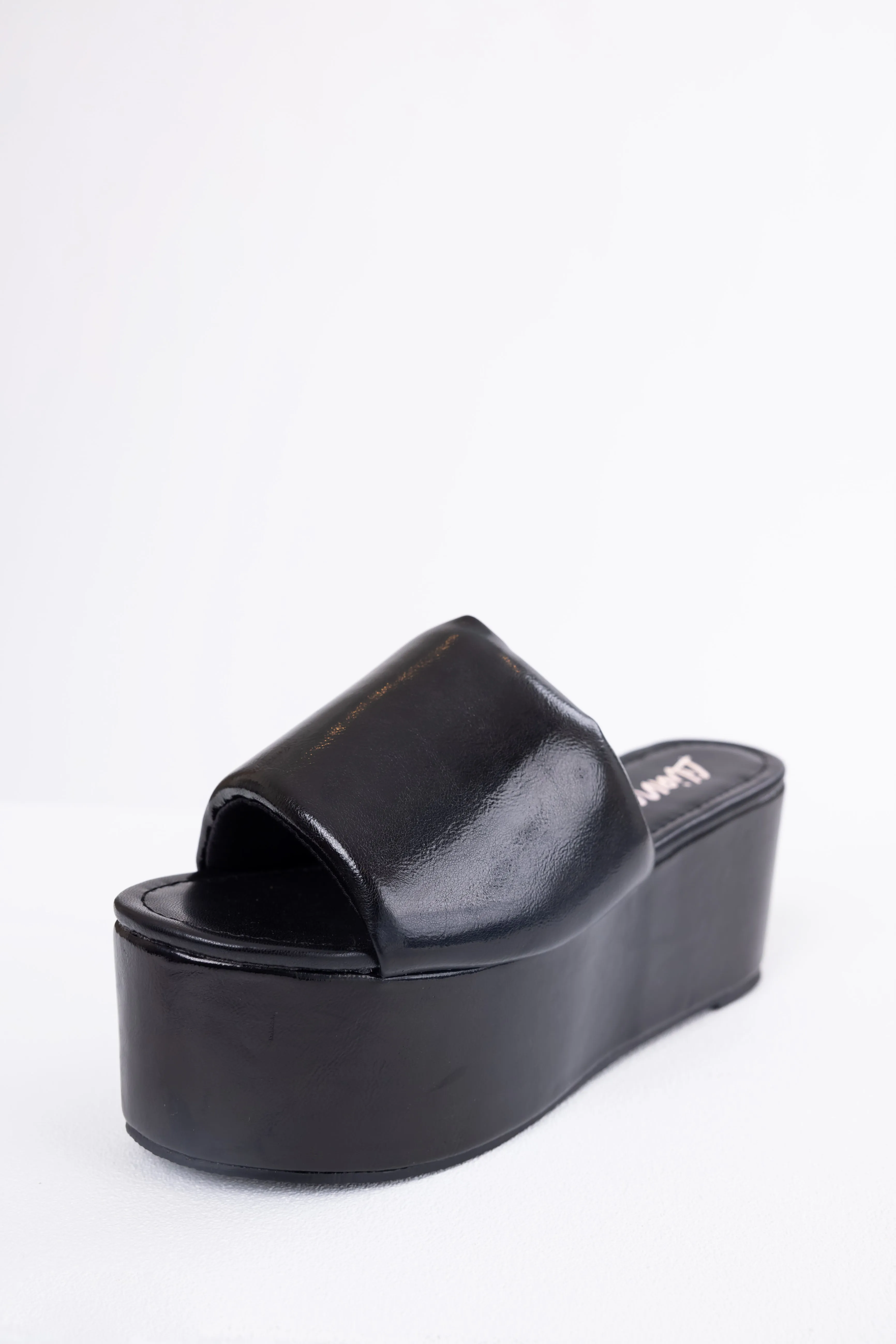 Black Faux Leather Puffy Band Platform Sandal sold by Lime Lush product image thumbnail 4
