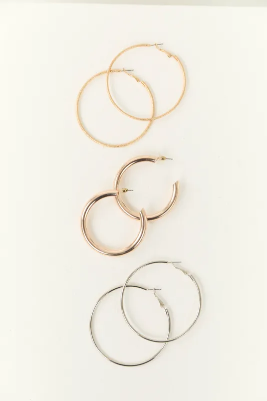 Multicolor 3 Piece Set Hoop Earrings sold by Lime Lush