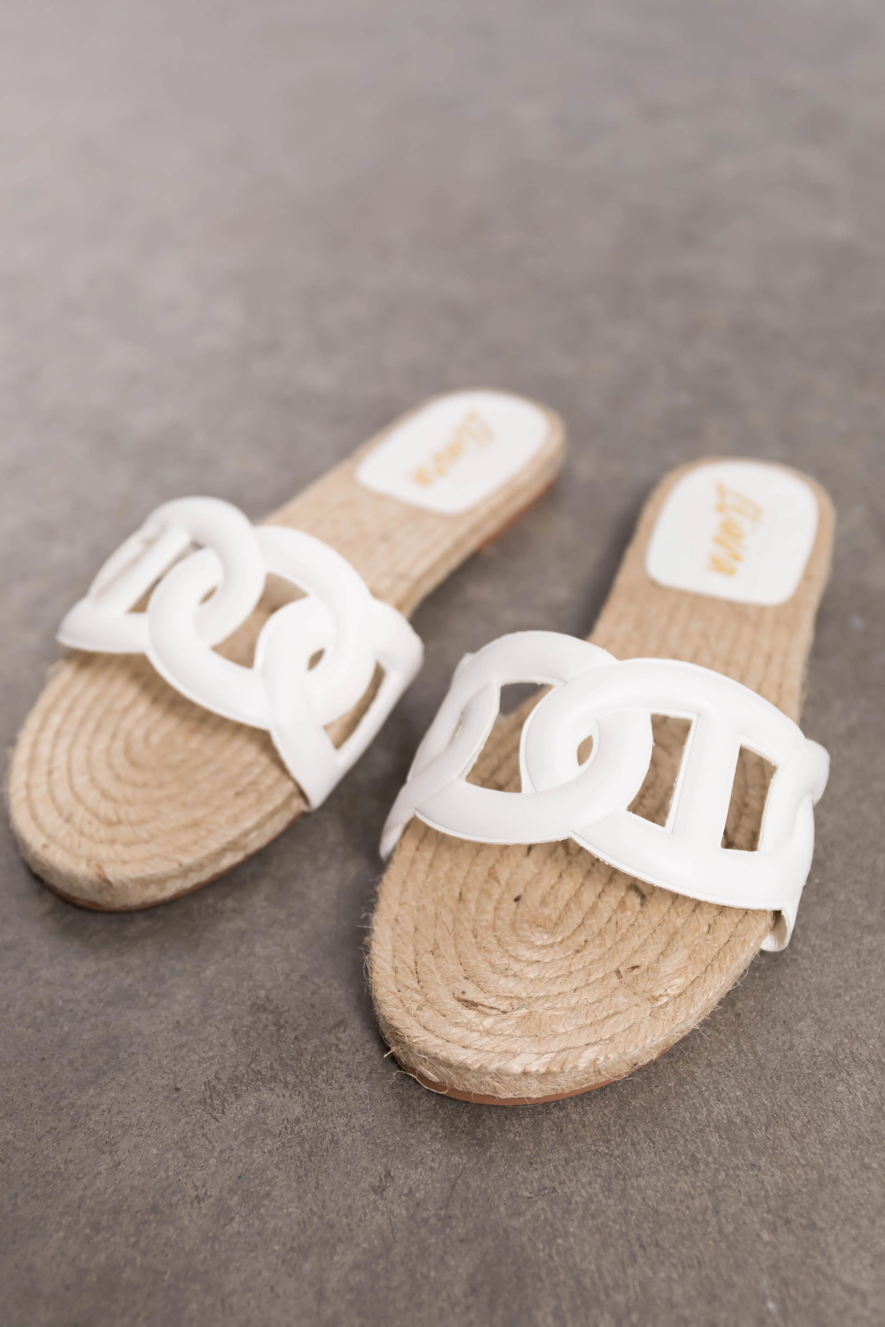 White Geometric Strap Flat Espadrille Sandals sold by Lime Lush product image thumbnail 4