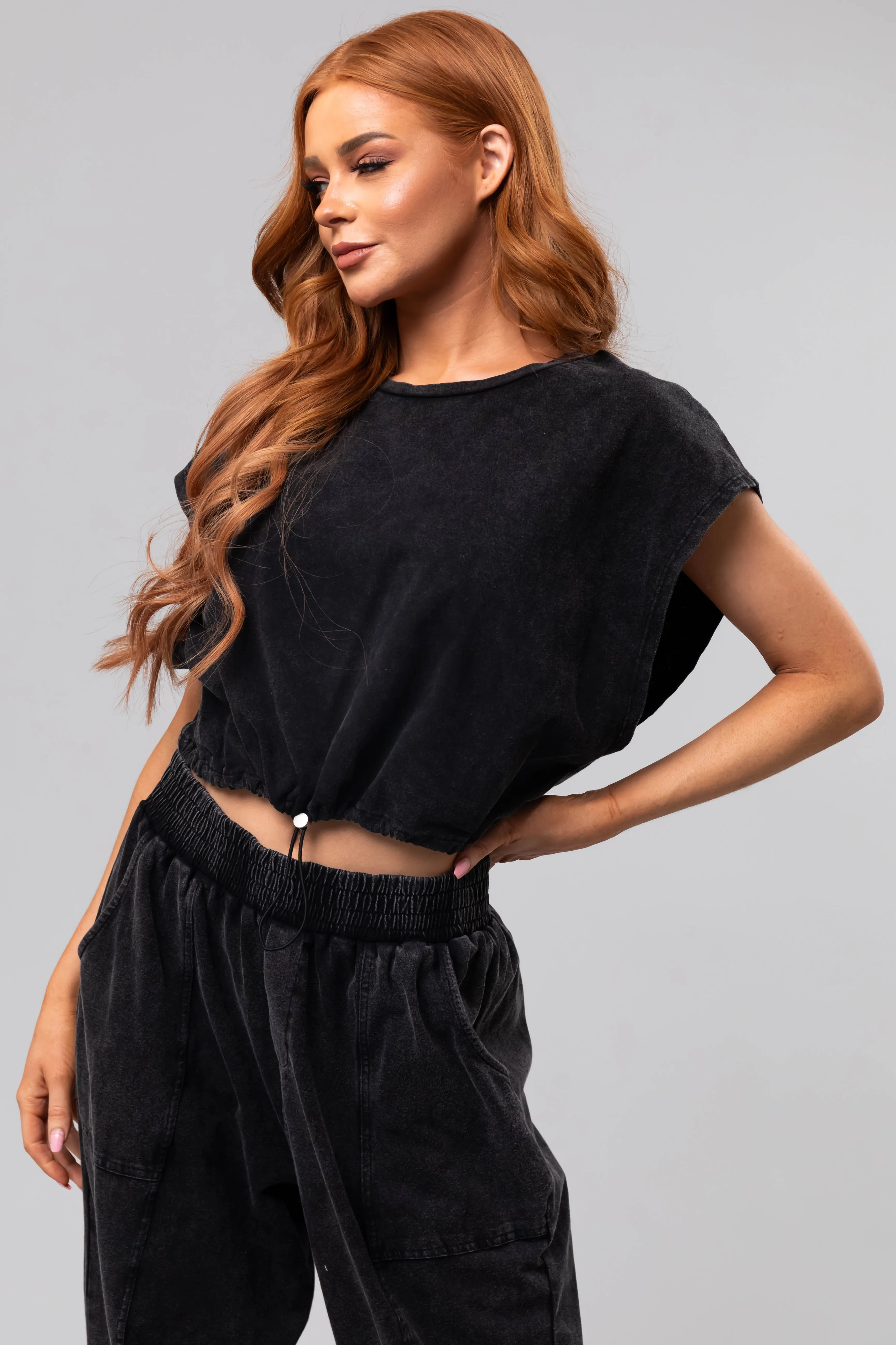 Black Mineral Washed Oversized Top sold by Lime Lush product image thumbnail 3