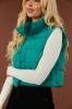 Bright Pine Drawstring Hem Zip Up Puffer Vest sold by Lime Lush