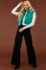 Bright Pine Drawstring Hem Zip Up Puffer Vest sold by Lime Lush