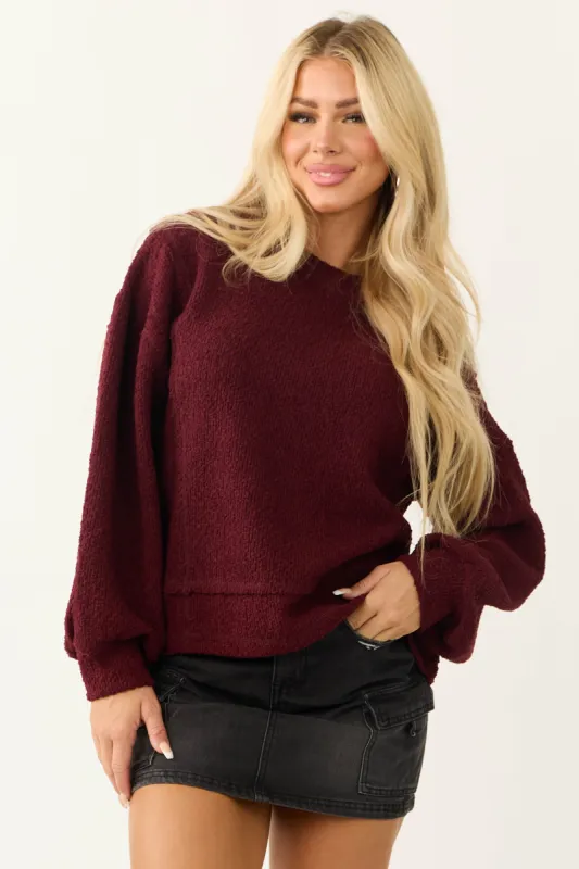Wine Textured Long Sleeve Sweater sold by Lime Lush
