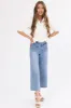 Mica Denim Light Wash Wide Leg Cropped Jeans sold by Lime Lush