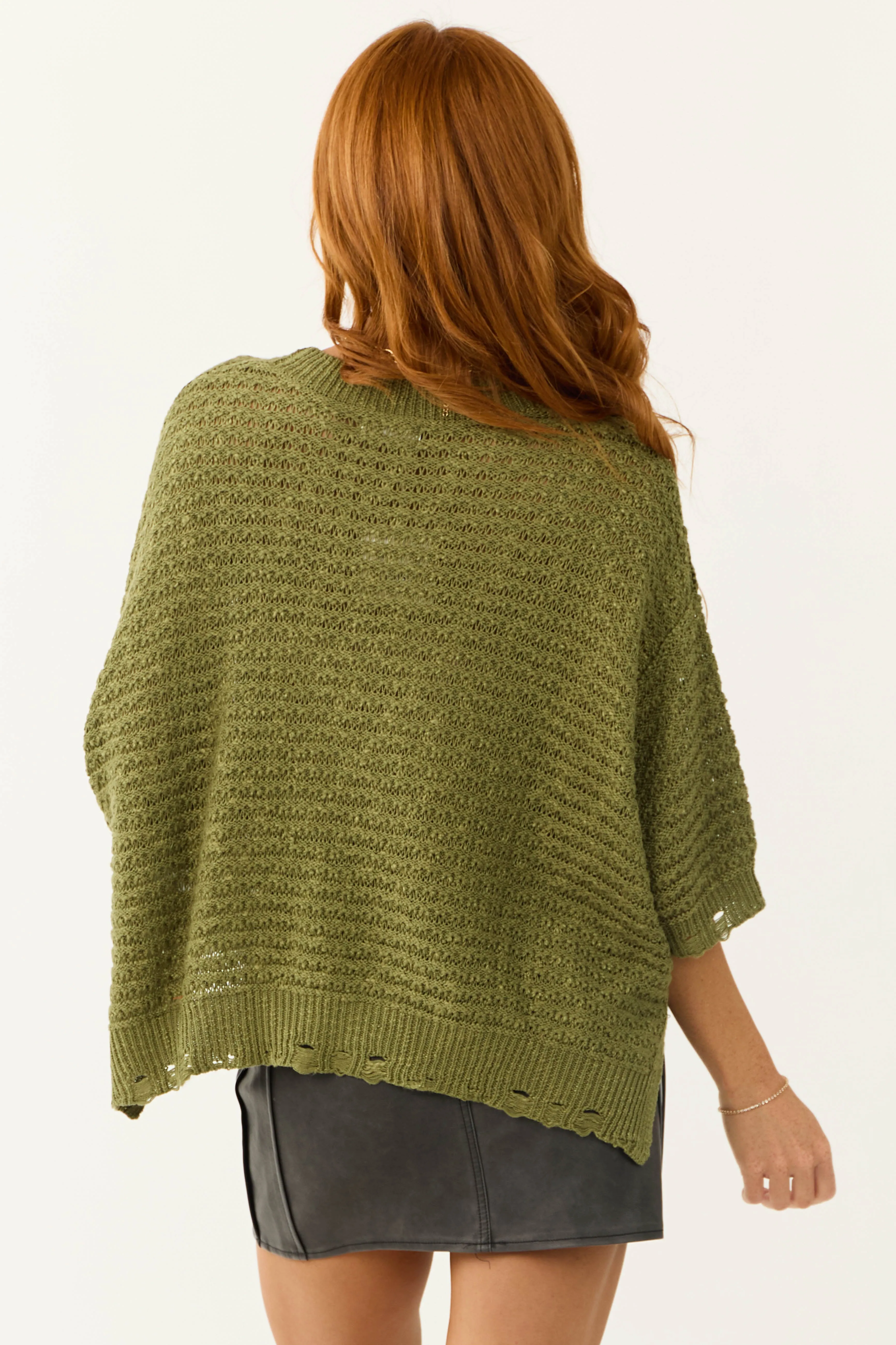 Army Green Oversized Knit Half Sleeve Top sold by Lime Lush product image thumbnail 5