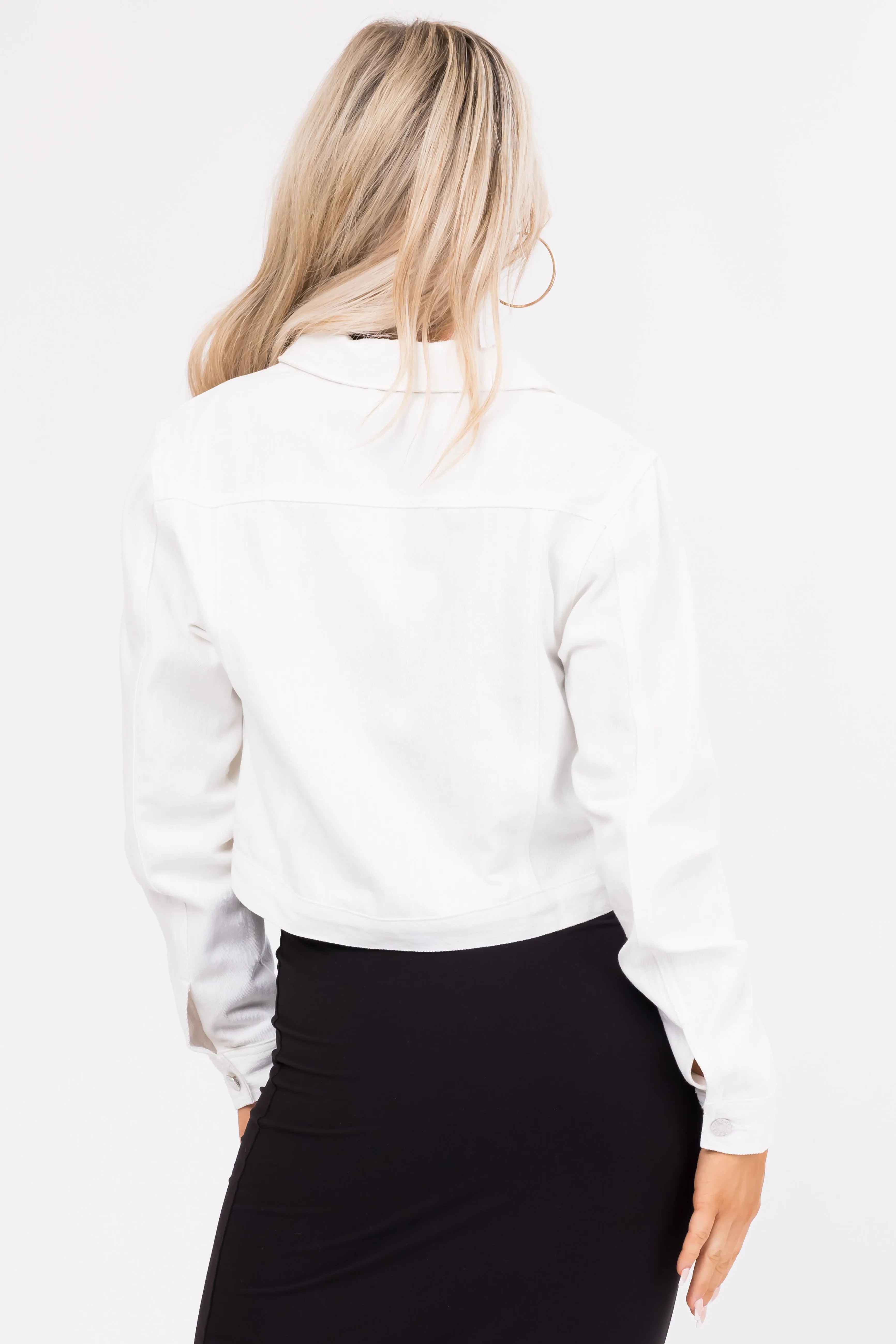 Off White Casual Fit Denim Jacket sold by Lime Lush product image thumbnail 4